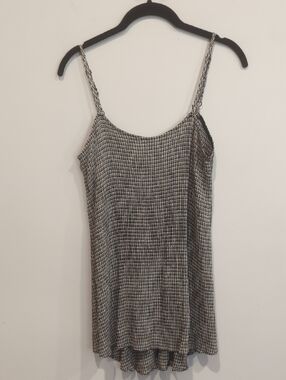 Black and White Check Rayon Mini High-Low Dress Or Tunic Top